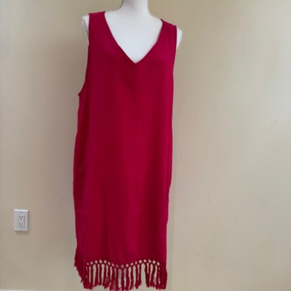 Forcynthia Fushia Linen Sleeveless Dress Sz XL - Picture 1 of 9